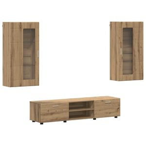 vidaXL TV-benksett med skuff FLORIN 3 pcs Artisan Eik Konstruert tre