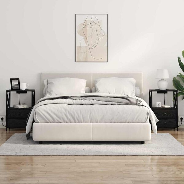 vidaXL Nattbordskap 2 pcs Svart Eik 40 x 31 x 60 cm Konstruert tre