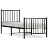 vidaXL Sengeramme i metall med hode- og fotgavl svart 75x190 cm