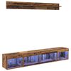 vidaXL TV vegghyllesett med LED 5 pcs Gammelt tre Konstruert tre