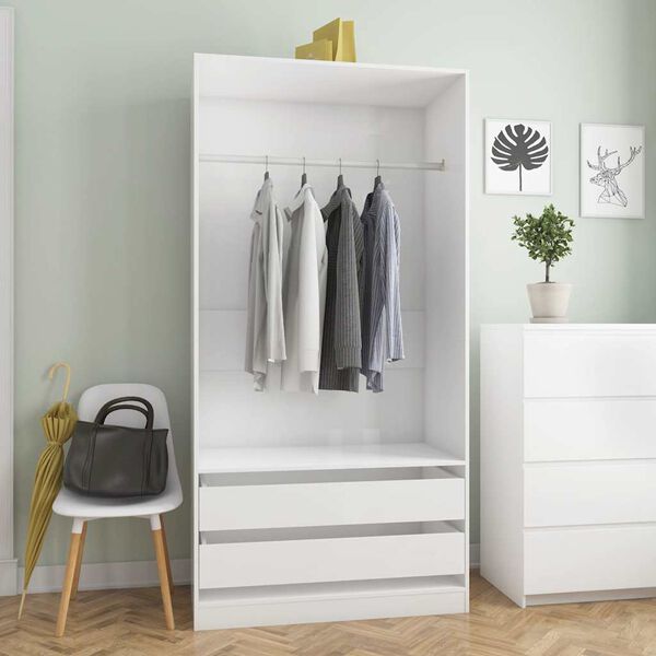 vidaXL Garderobe høyglans hvit 100x50x200 cm konstruert tre
