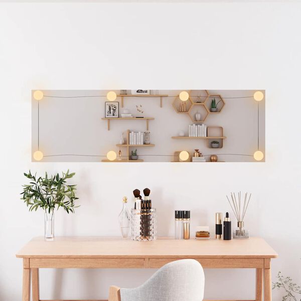 vidaXL Veggspeil med LED-lys 30x100 cm glass rektangel