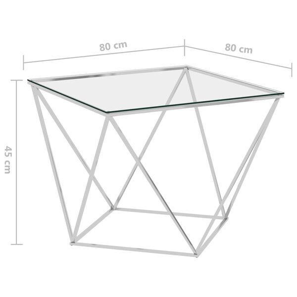 vidaXL Salongbord sølv 80x80x45 cm rustfritt stål