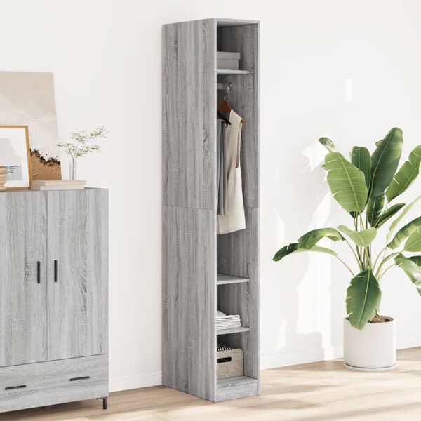 vidaXL Garderobe grå sonoma 30x50x200 cm konstruert tre