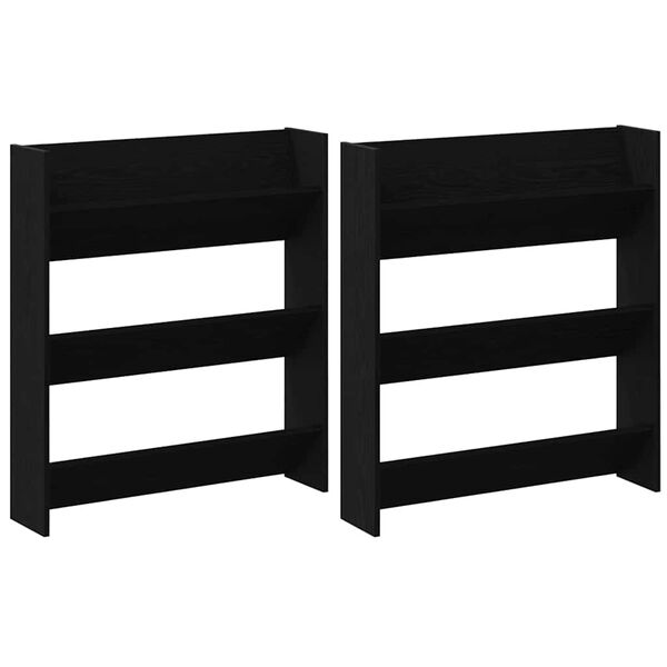 vidaXL Sko Skap 2 pcs Svart Eik 85 x 18 x 90 cm Konstruert tre