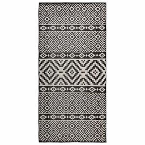vidaXL Utend&oslash;rs flatvevd teppe 80x150 cm svart striper