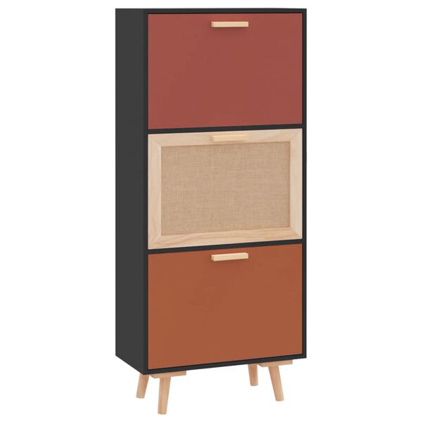 vidaXL Skoskap svart 52x25x120 cm konstruert tre