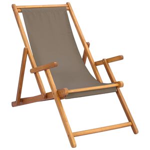 vidaXL Strandstol Gr&aring;brun Massivt Teaktre
