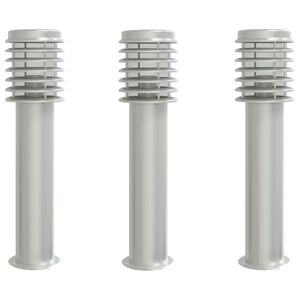 vidaXL Utend&oslash;rs gulvlamper 3 stk s&oslash;lv 60 cm rustfritt st&aring;l