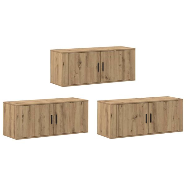 vidaXL Veggmontert TV-hylle sett 3 pcs Artisan Eik 100 x 34,5 x 40 cm