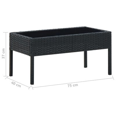 vidaXL Hagebord svart 75x40x37 cm polyrotting