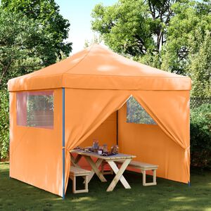vidaXL Sammenleggbart partytelt pop-up med 4 sidevegger oransje