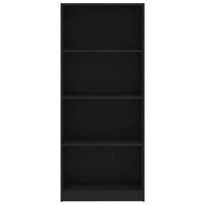 vidaXL Bokhylle 4 nivåer svart 60x24x142 cm sponplate