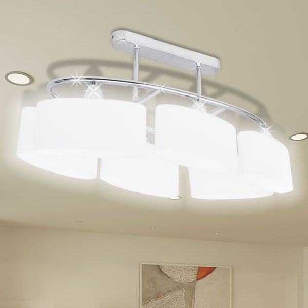 vidaXL Taklampe med ellipsoide glasskjermer for 6 E14-lysp&aelig;rer