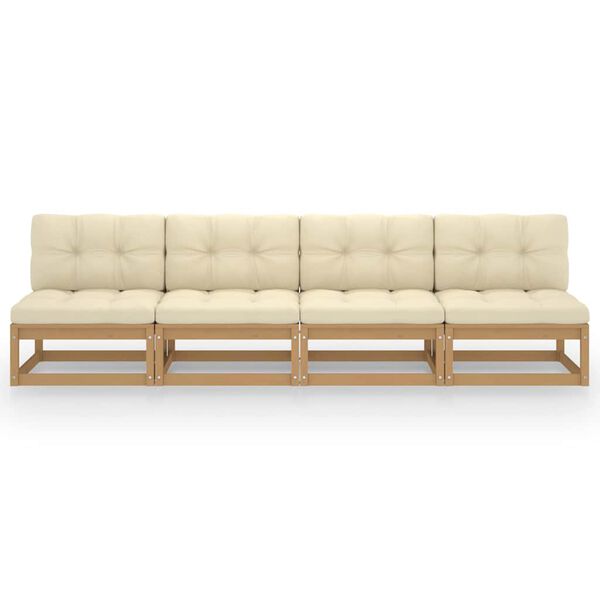vidaXL Hagesofa med puter 4-seters heltre furu