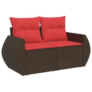 vidaXL Hagesofa med puter 2-seters brun polyrotting