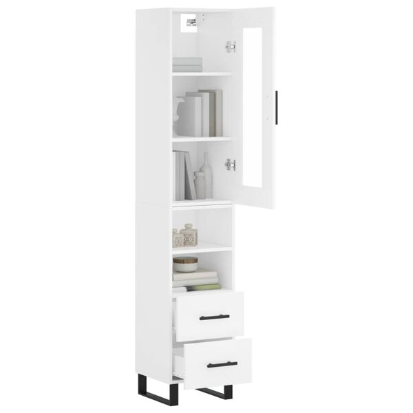 vidaXL Highboard hvit 34,5x34x180 cm konstruert tre