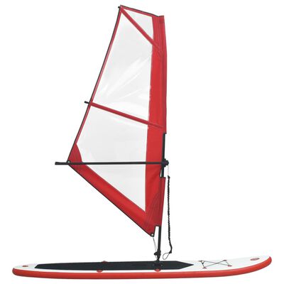 vidaXL Oppblåsbart padlebrettsett med seil rød og hvit