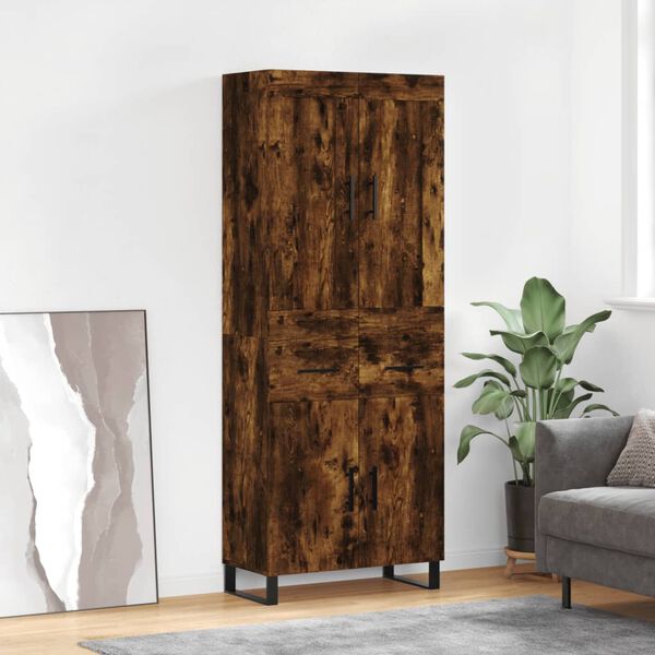 vidaXL Highboard r&oslash;kt eik 69,5x34x180 cm konstruert tre