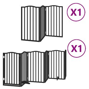 vidaXL Hundeport sammenleggbar 9 paneler svart 450 cm poppeltre