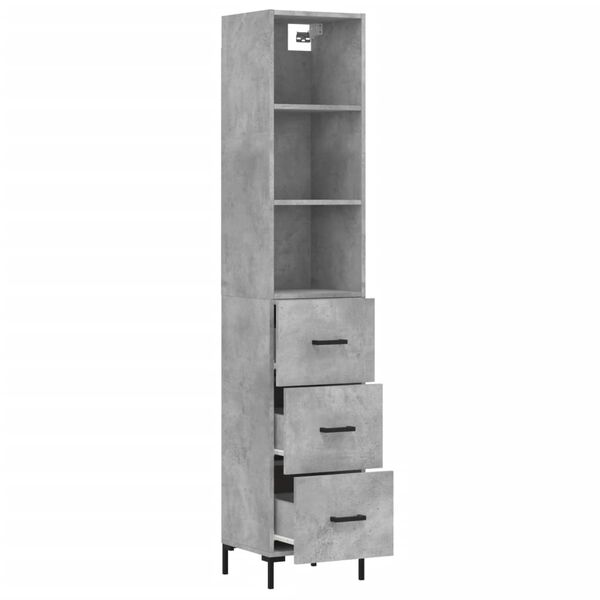 vidaXL Highboard betonggr&aring; 34,5x34x180 cm konstruert tre