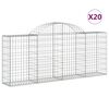vidaXL Gabionkurver buede 20 stk 200x30x80/100 cm galvanisert jern
