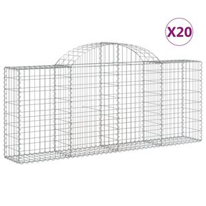 vidaXL Gabionkurver buede 20 stk 200x30x80/100 cm galvanisert jern