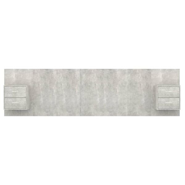 vidaXL Sengegavl med skap betonggrå konstruert tre