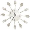 vidaXL Veggklokke med skje og gaffeldesign s&oslash;lv 31 cm aluminium