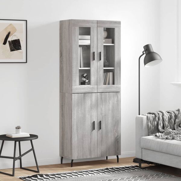 vidaXL Highboard gr&aring; sonoma 69,5x34x180 cm konstruert tre