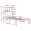 vidaXL Seng med bokhylle uten madrass hvit 75x190 cm heltre furu