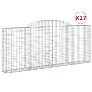 vidaXL Gabionkurver buede 17 stk 300x30x120/140 cm galvanisert jern