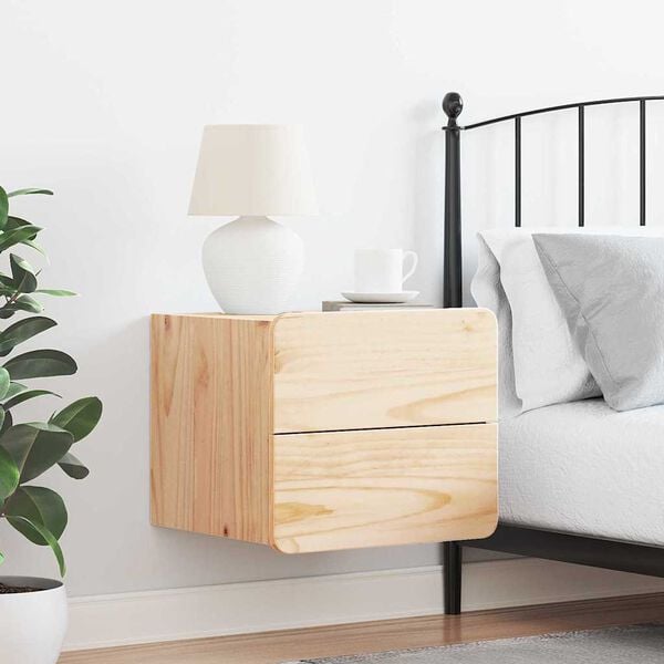 vidaXL Nattbord med skuff Brun 39 x 34 x 33 cm Heltre furu