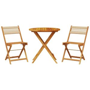 vidaXL Bistrosett 3 deler beige polypropylen og heltre