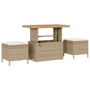 vidaXL Hage Spisegruppe Beige Poly rattan