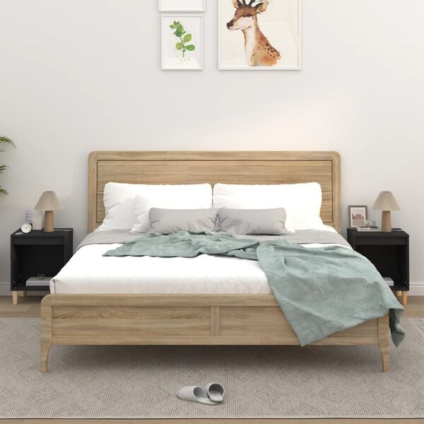 vidaXL Nattbord 2 stk svart 40x35x50