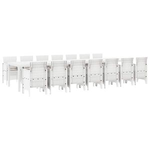 vidaXL Hage Spisestue Set med Puter 15 stk. Hvit PP