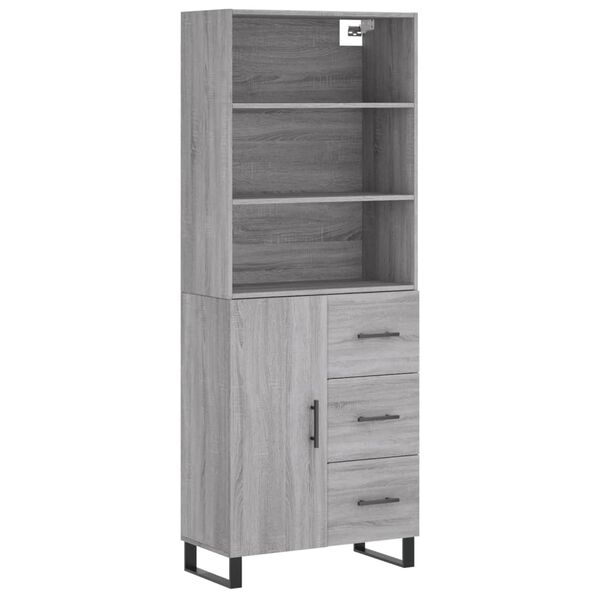 vidaXL Highboard gr&aring; sonoma 69,5x34x180 cm konstruert tre