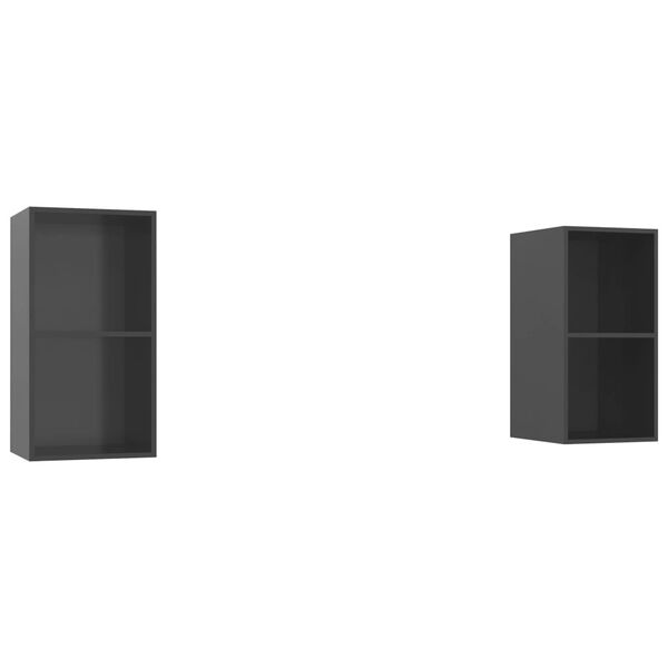 vidaXL Vegghengte TV-benker 2 stk høyglans grå konstruert tre