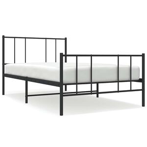 vidaXL Sengeramme i metall med hode- og fotgavl svart 75x190 cm