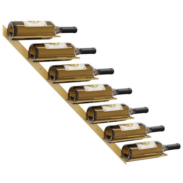 vidaXL Veggmontert vinstativ for 7 flasker 2 stk gull metall