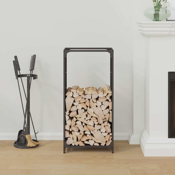 vidaXL Vedstativ svart 44x28x90 cm kaldvalset st&aring;l