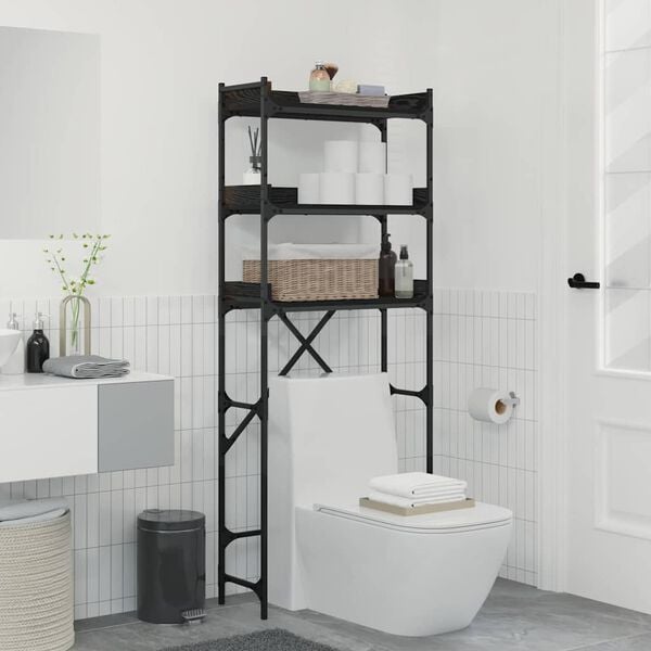 vidaXL Vaskemaskinhylle Svart 0ak 67 x 25 x 163 cm Konstruert tre