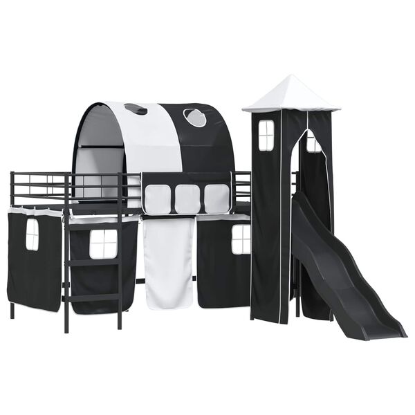 vidaXL Barns Lofteseng Svart 107 x 200 cm Metall