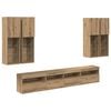 vidaXL TV veggskapsett med LED-lamper 7 stk. artisan eik