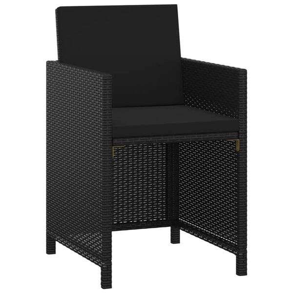 vidaXL Hagespisegruppe med puter 3 deler polyrotting svart