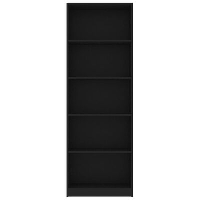 vidaXL Bokhylle 5 nivåer svart 60x24x175 cm sponplate