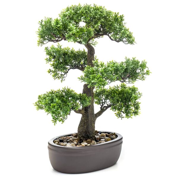 Emerald Artificial Ficus Mini Bonsai i brun potte 43 cm