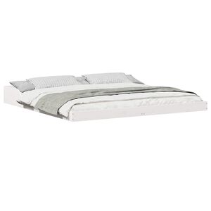 vidaXL Sengestamme Hvit 200 x 200 cm Massiv furu