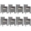 vidaXL Hage Spisegruppe 9 pcs Hvit Polt rattan